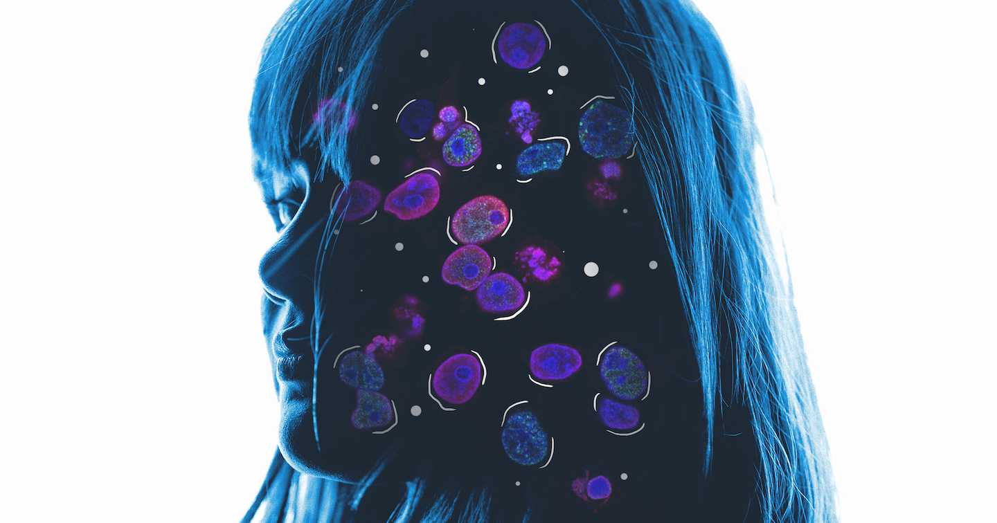 Illustration of woman with cells.